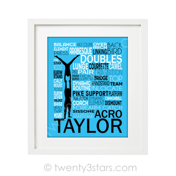Acro Gymnastics Typography Wall Art - twenty3stars
