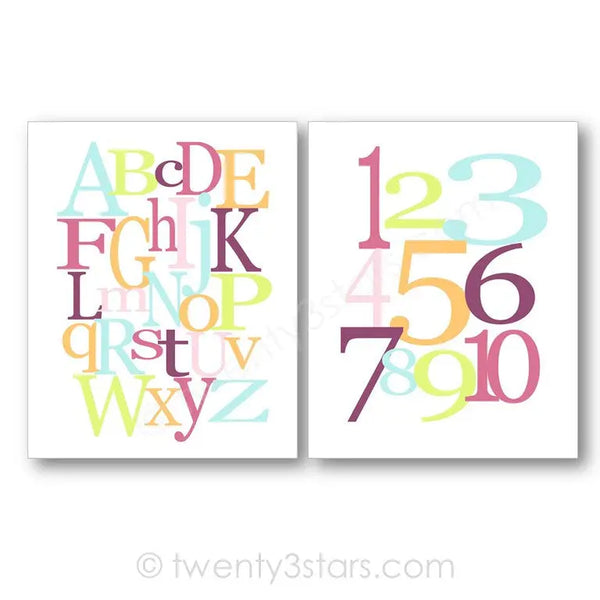 Alphabet & Numbers Nursery Wall Art - twenty3stars
