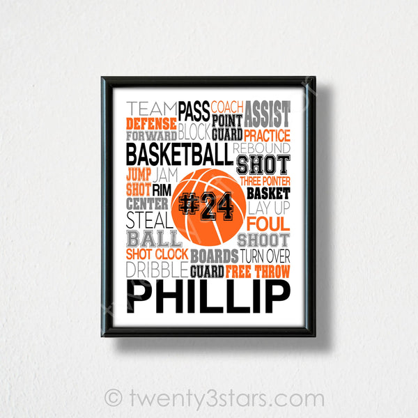 Basketball Typography Wall Art - twenty3stars