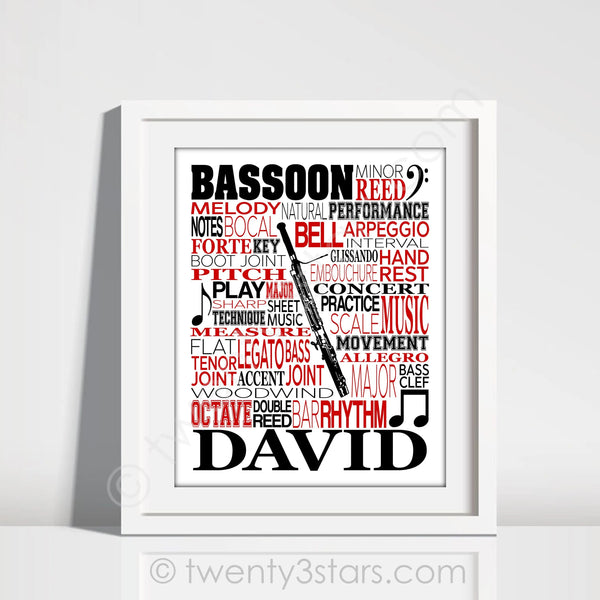 Bassoon Typography Wall Art - twenty3stars