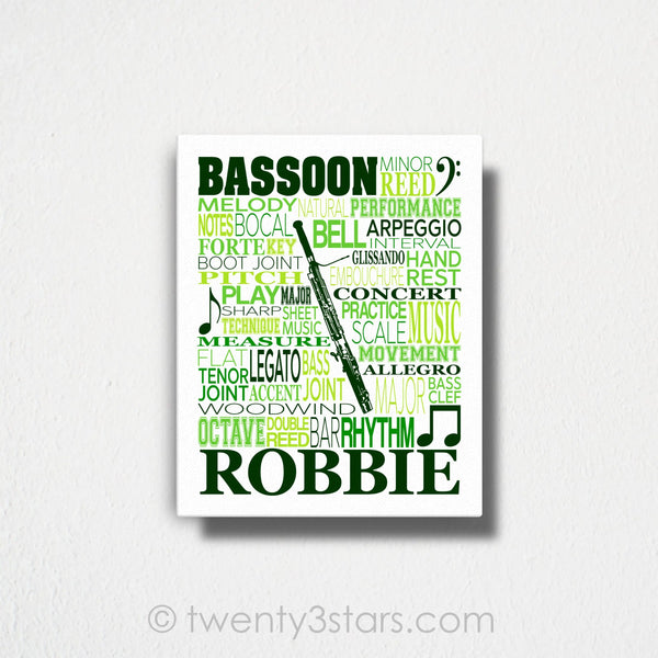 Bassoon Typography Wall Art - twenty3stars