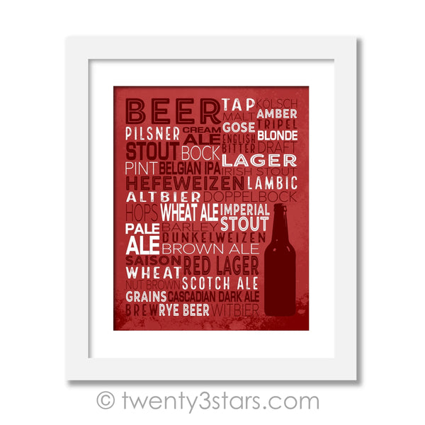 Beer Typography Wall Art - twenty3stars