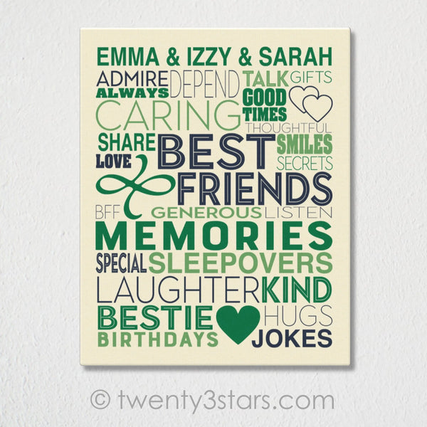 Best Friends Typography Personalized Wall Art - twenty3stars