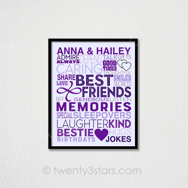 Best Friends Typography Personalized Wall Art - twenty3stars