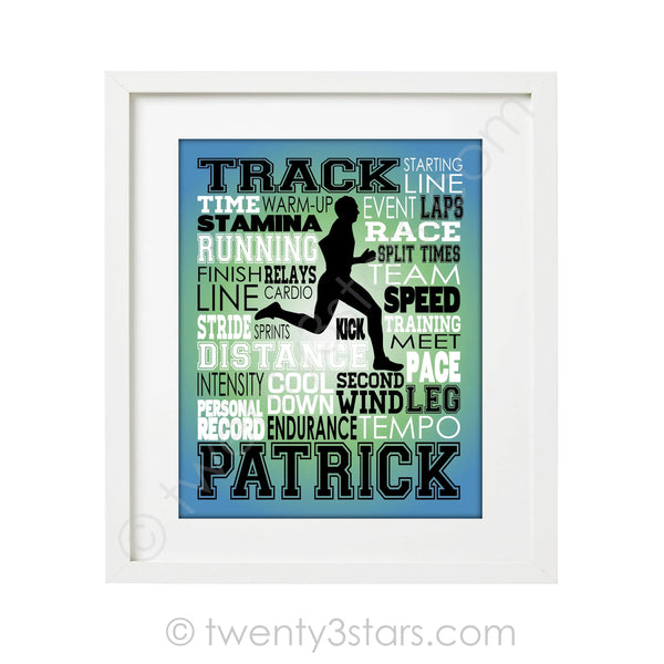 Boy's Distance Runner Track & Field Typography Wall Art - twenty3stars