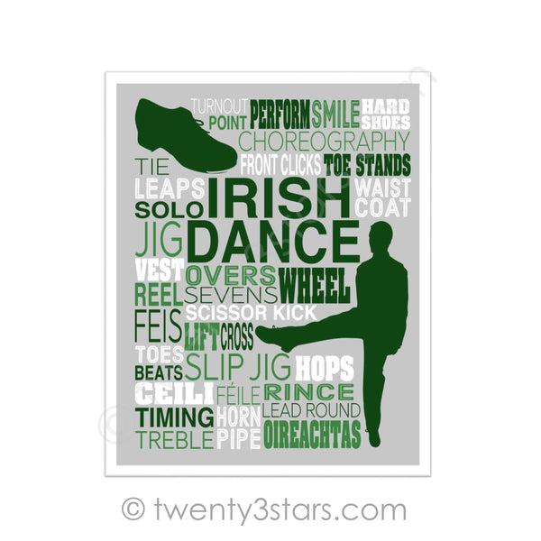 Boy's Irish Dance Typography Wall Art - twenty3stars