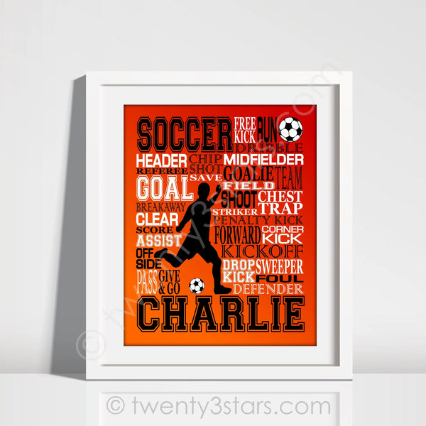 Boy's Soccer Typography Wall Art - twenty3stars