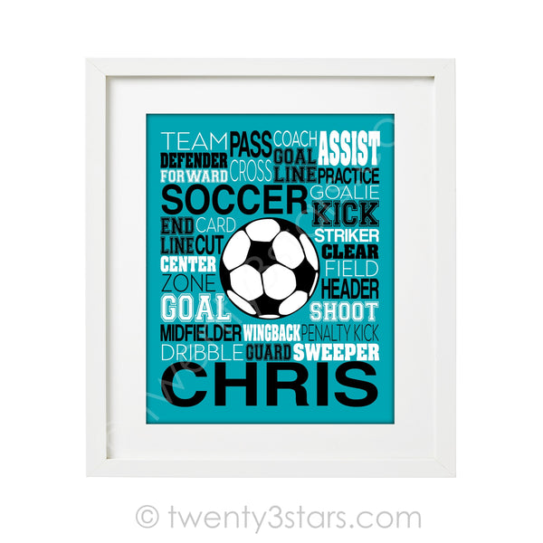 Boy's Soccer Typography Wall Art - twenty3stars