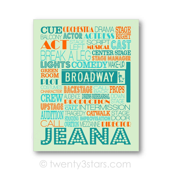 Broadway Theater Acting Typography Wall Art - twenty3stars