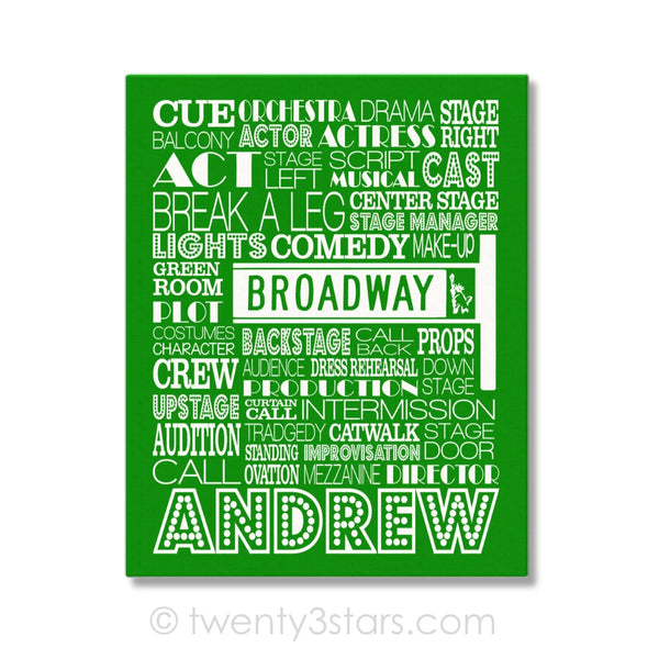 Broadway Theater Acting Typography Wall Art - twenty3stars