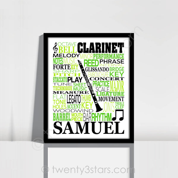 Clarinet Typography Wall Art - twenty3stars