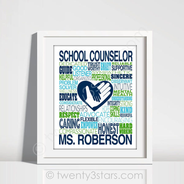 School Counselor Typography Wall Art - twenty3stars