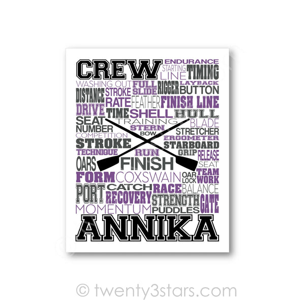 Crew Rowing Typography Wall Art - twenty3stars