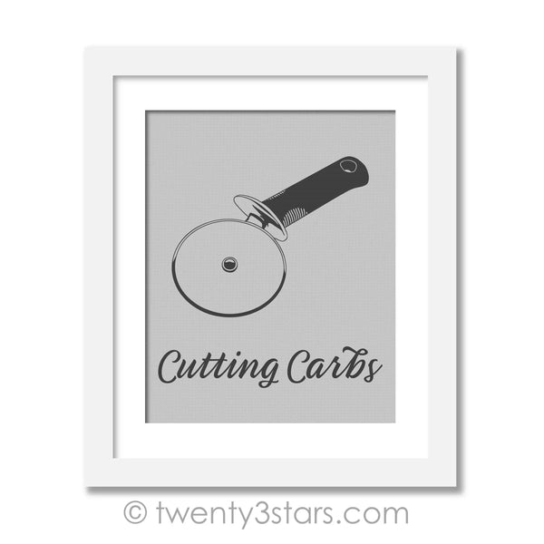 Cutting Carbs Pizza Cutter Kitchen Humor Wall Art - twenty3stars