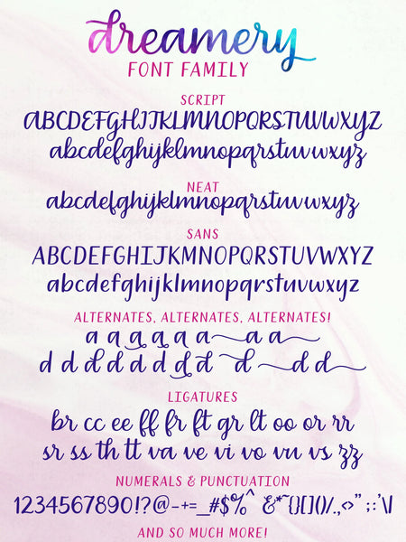 Dreamery Script and Sans Handwritten Font Family (OTF) - by 212fonts 212 Fonts