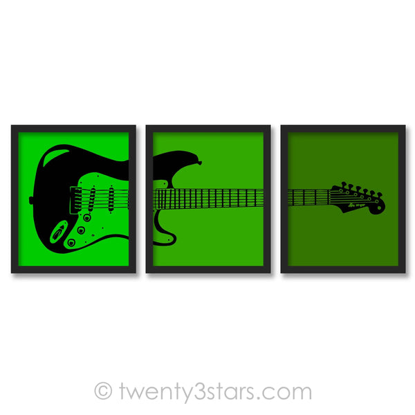 Electric Guitar Triptych Wall Art - twenty3stars