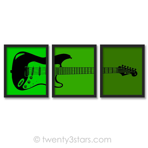 Electric Guitar Triptych Wall Art - twenty3stars