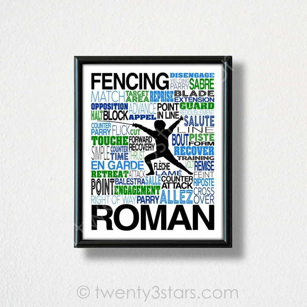 Fencing Typography Wall Art - twenty3stars