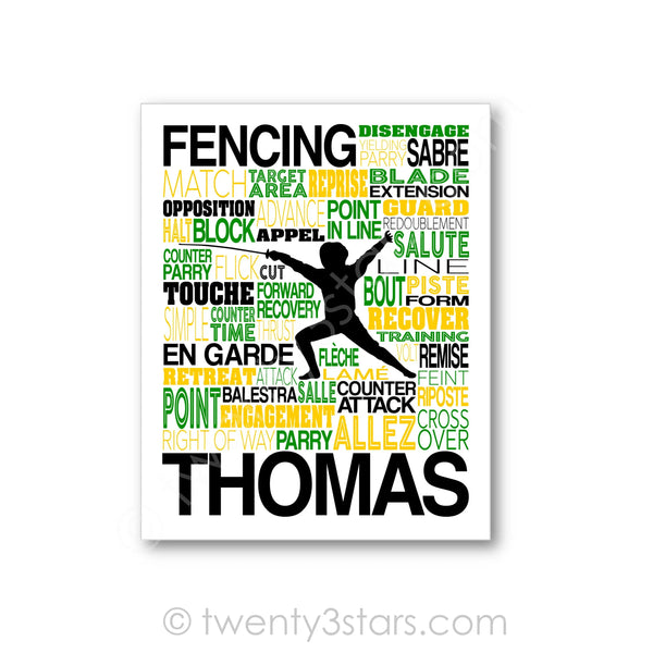 Fencing Typography Wall Art - twenty3stars