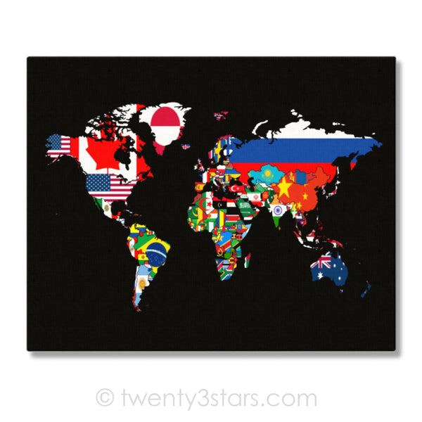 Flags of the World Map Wall Art  & Text