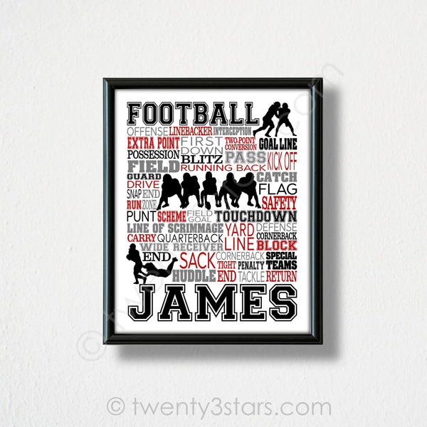Football Typography Wall Art - twenty3stars