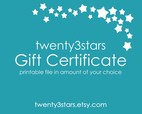 Gift Certificate Wall Art - Choose The Amount twenty3stars