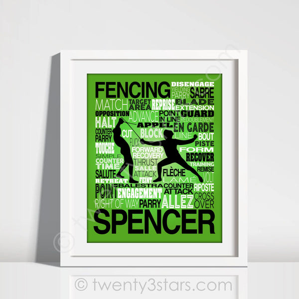 Girl's Fencing Typography Wall Art - twenty3stars