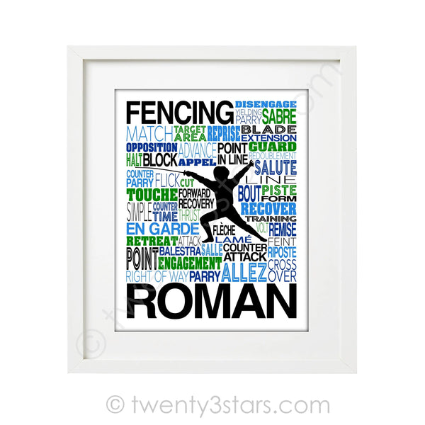 Girl's Fencing Typography Wall Art - twenty3stars