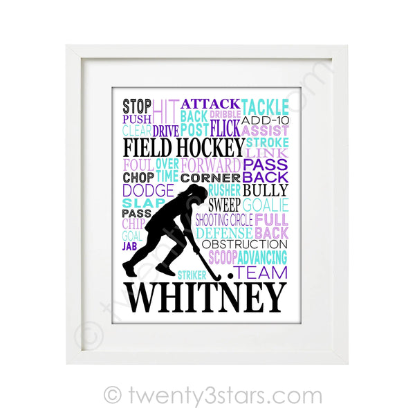 Girl's Field Hockey Goalie Typography Wall Art - twenty3stars