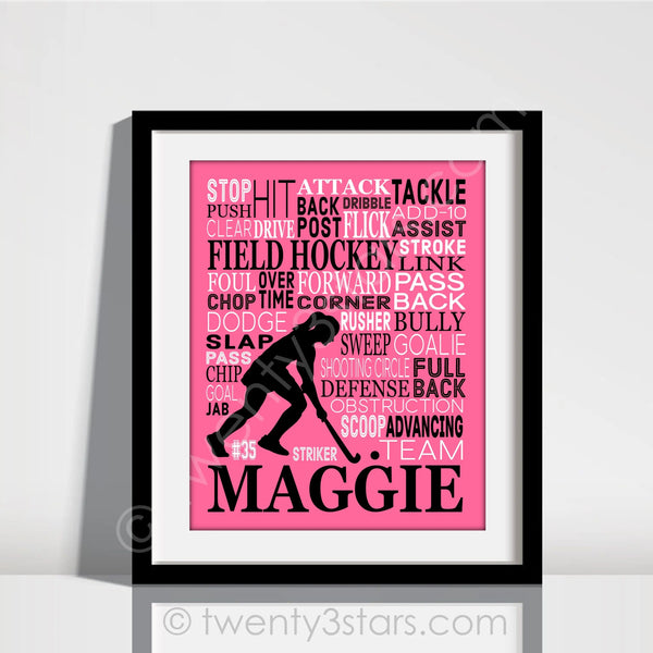 Girl's Field Hockey Typography Wall Art - twenty3stars