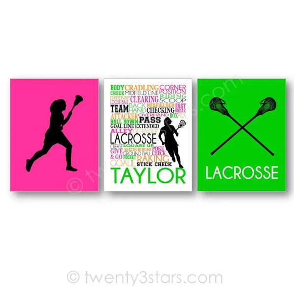 Girl's Lacrosse Wall Art Trio  - twenty3stars