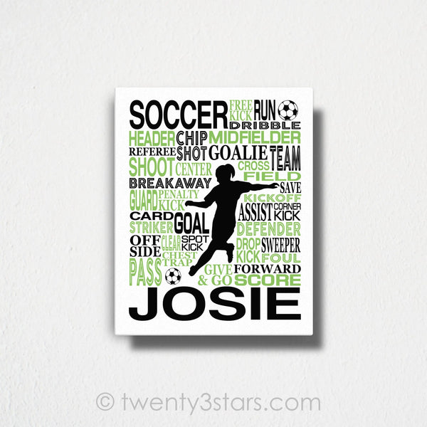Girl's Soccer Typography Wall Art - twenty3stars