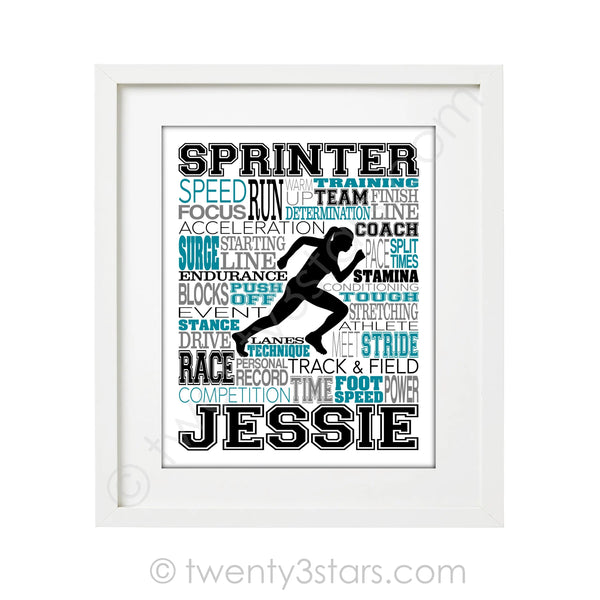 Girl's Sprinter Track & Field Typography Wall Art - twenty3stars