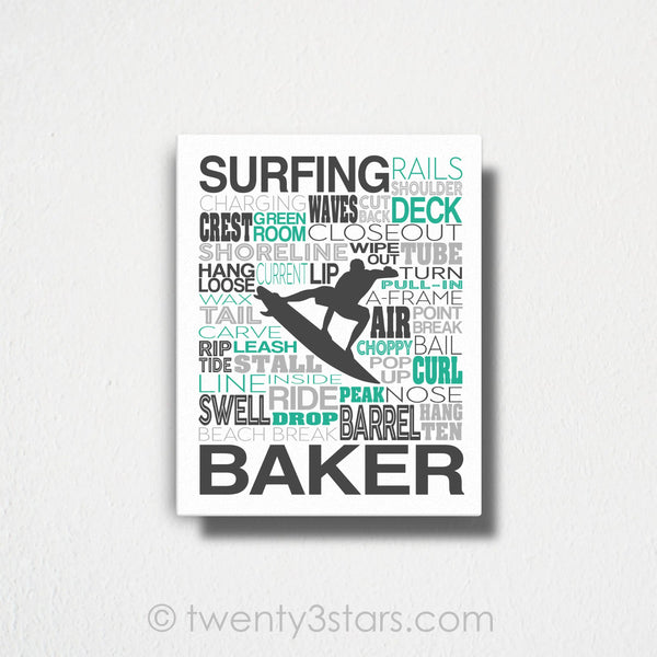 Girl's Surfing Typography Wall Art - twenty3stars