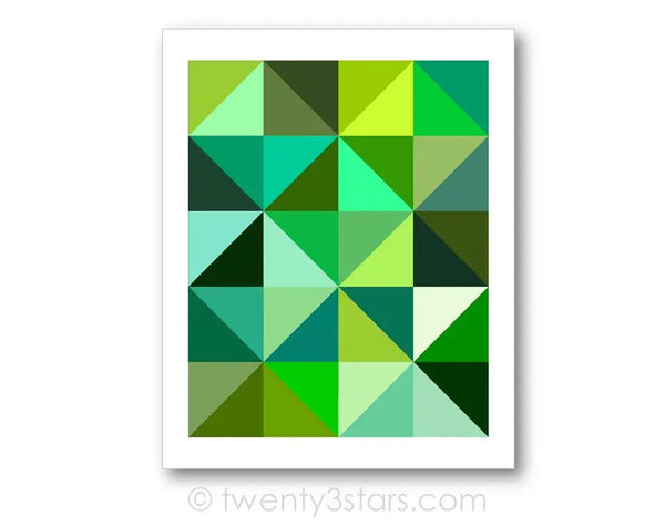 Green Triangles Geometric Wall Art - twenty3stars