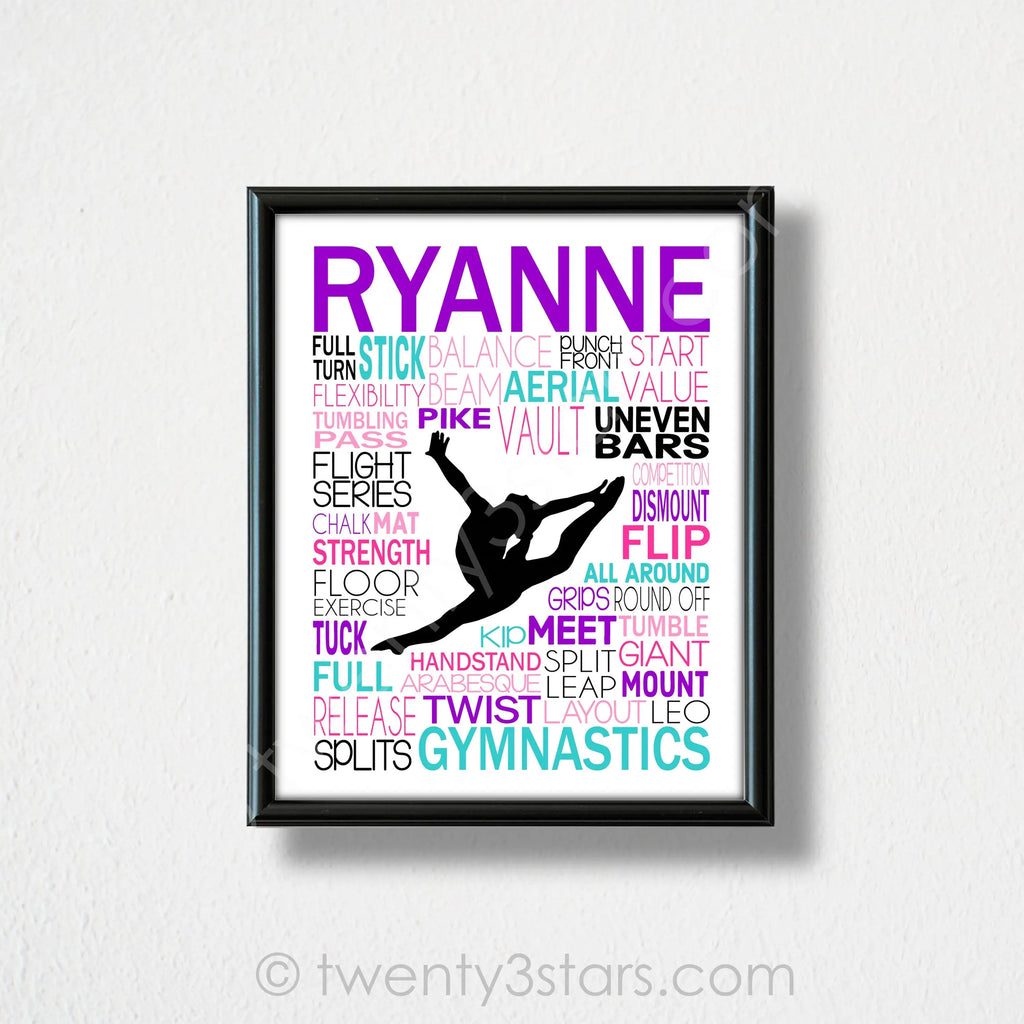Gymnastics Split Leap Typography Wall Art - twenty3stars