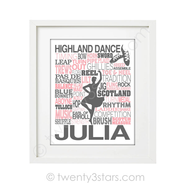 Highland Dance Typography Wall Art - twenty3stars