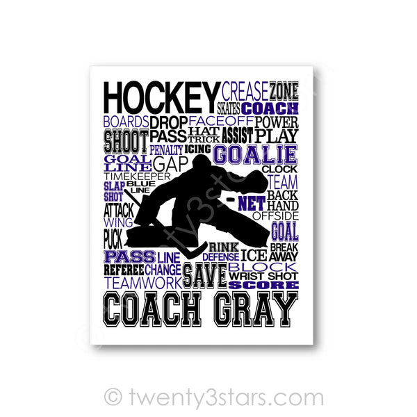 Hockey Goalie Typography Wall Art - twenty3stars