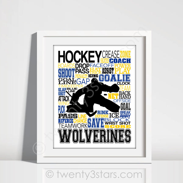 Hockey Goalie Typography Wall Art - twenty3stars