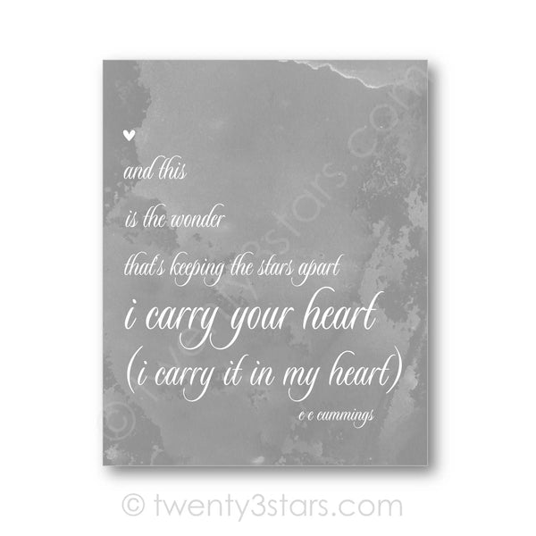 I Carry Your Heart Wall Art - twenty3stars