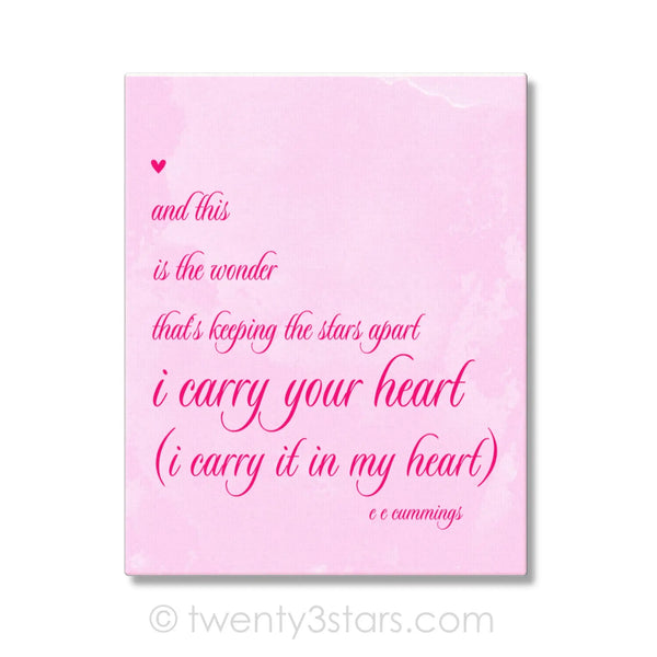 I Carry Your Heart Wall Art - twenty3stars