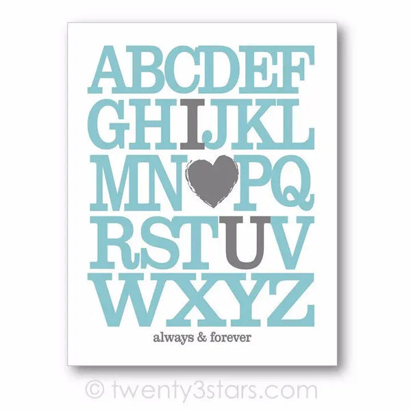 I Heart U Alphabet Name Wall Art - twenty3stars