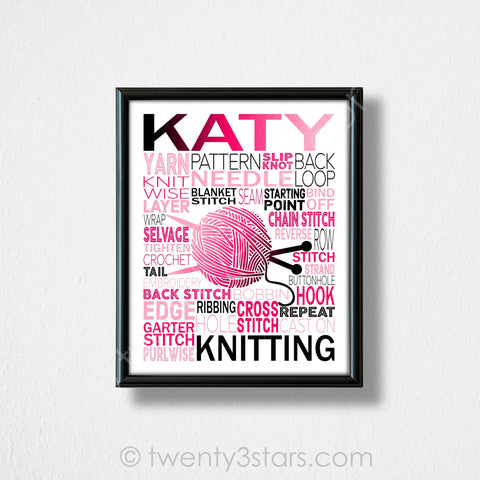Knitting Typography Wall Art - twenty3stars