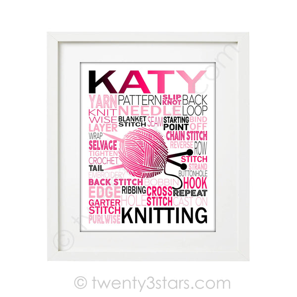 Knitting Typography Wall Art - twenty3stars