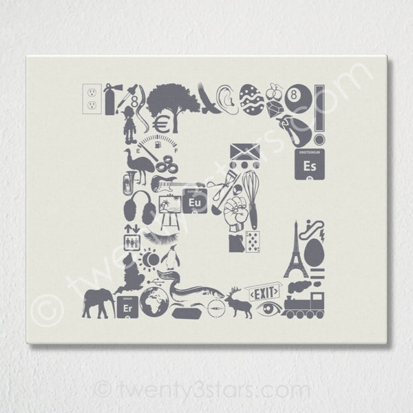 Letter E Monogram Wall Art - twenty3stars