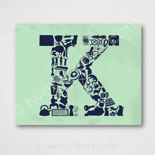 Letter K Monogram Wall Art - twenty3stars
