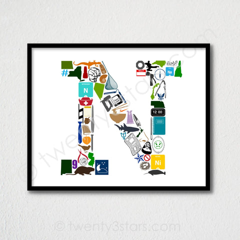 Letter N Monogram Wall Art - twenty3stars