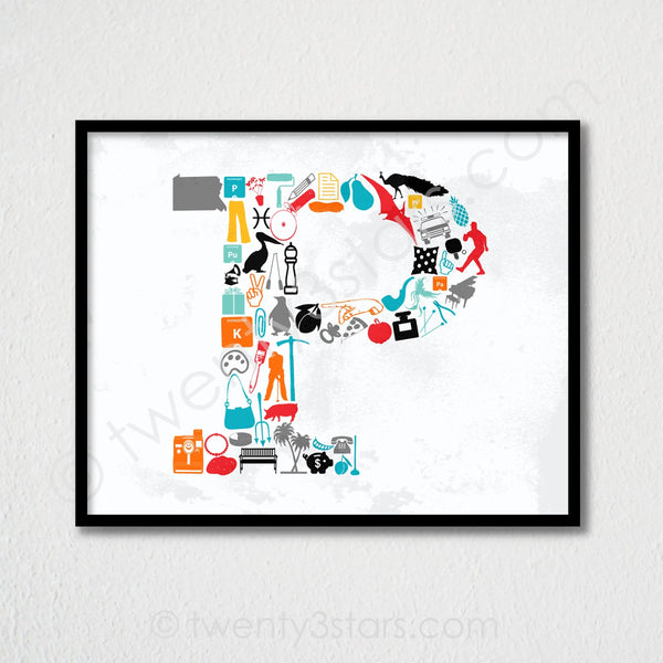 Letter P Monogram Wall Art - twenty3stars