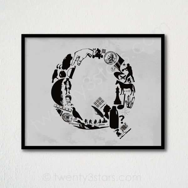 Letter Q Monogram Wall Art - twenty3stars