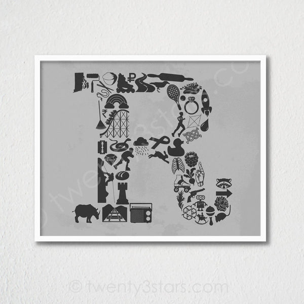Letter R Monogram Wall Art - twenty3stars